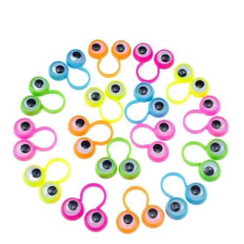 50 Pcs Eyeball Ring Kit Fashion Finger Ring Eye Finger Puppets Eyes Rings