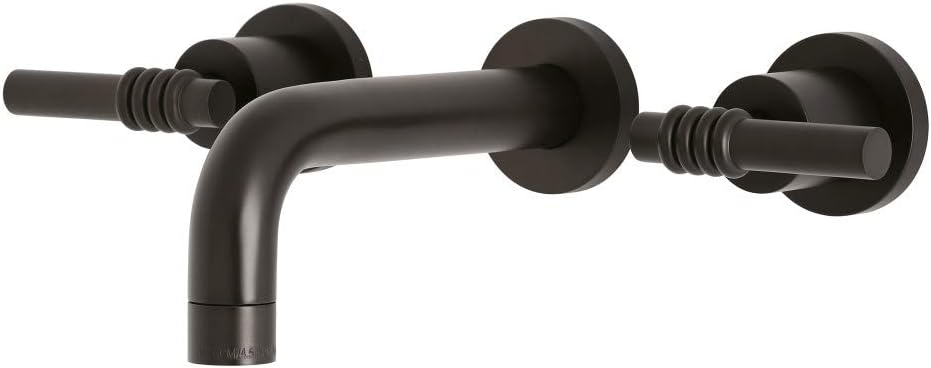 Kingston Brass KS8120ML Milano 2-Handle 8 in. Wall Mount Bathroom Faucet, Matte Black