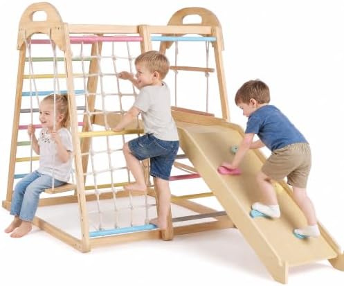 GLACER Indoor Jungle Gym for Kids Ages 3-5, 8-in-1 Toddler Playground