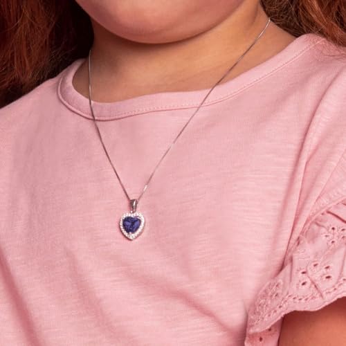 925 Sterling Silver Tiny Heart & Round Cubic Zirconia Pendant Necklaces for Young Girls - Lovely Shape Charm Necklaces for Little Girls & Preteens - Shiny Beautiful CZ Pendant Necklace for Children3