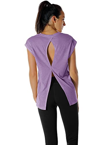 Image of icyzone Open Back Workout Tops for Women - Athletic Activewear T-Shirts Exercise Yoga Shirts(Pack of 2)