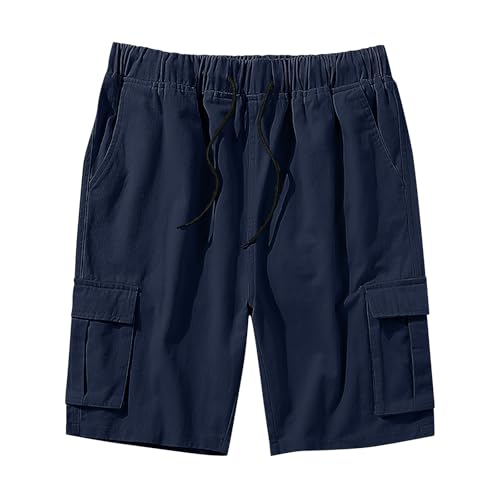 Image of Mens Cargo Shorts Lightweight Stretch Outdoor Hiking Short Gym Casual Shorts Drawstring Elastic Waist Multi Pockets