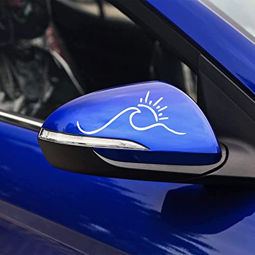03 Pack. Sun And Wave Decal + Ocean Mountain Sun Decal + Sun Beach Bumper Sticker Vinyl Decal For Cars Vans Water Bottles, | Approx 6.0 Inches Wide | | White |. #TOP3