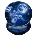 Mouse Pad, Ergonomic Mouse Pad with Wrist Support, Pain Relief Comfort Wrist Rest Pad with Non-Slip PU Base for Gaming, Home, Office & Travel (Nebula Moon)