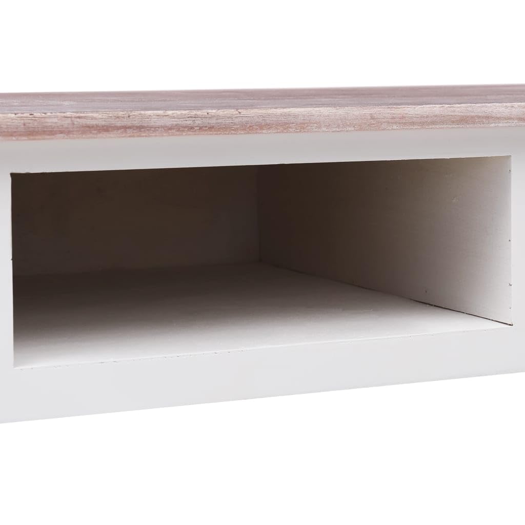 Scrivania marrone 110 x 45 x 76 cm, consolle con 2 cassetti e vano aperto, robusto tavolo per computer per casa, ufficio e camera da letto, design vintage