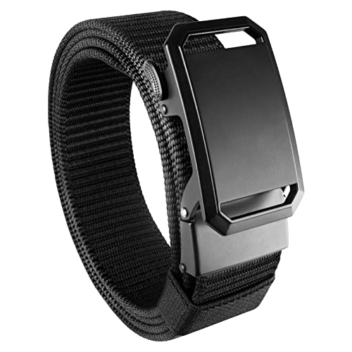 Ratchet Belts for Men, Golf Nylon Web Belt for Jeans with Automatic Adjustable Casual Tactical Men's Belt Slide Buckle - Trim to Fit (02,115)