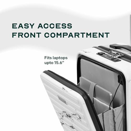 Image of Assembly Trolley Bags Set of 2- Cabin Small + Check-in Medium with TSA Locks & 8 Spinner Wheels, Polycarbonate Hard Shell Trolley Bag Set for Business Travel & Vacations, Marble, 20+24 Inch