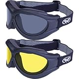 Global Vision Big Ben Goggles 2 Pairs Black Frames 1 Smoke Lens 1 Yellow Lens