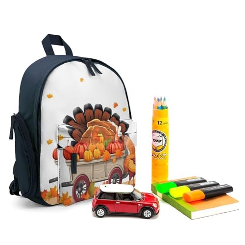 Thanksgiving Turkey Backpack Small Book Bag with Side Pocket, Lightweight Durable Backpack, Travel Rucksack, Blue-style3