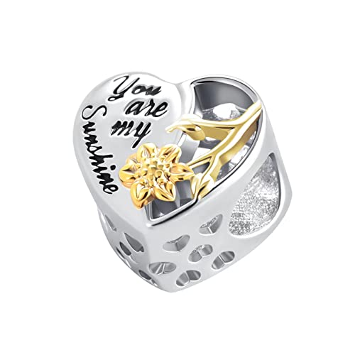 Sunflower You are my Sunshine Openable Dangle Charm Inspirational Bead for Mom Sister Family Bracelets Necklace2