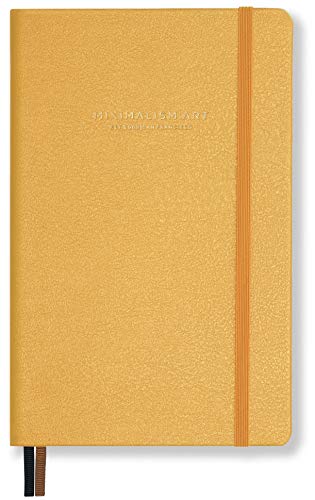 Minimalism Art, Premium Hard Cover Notebook Journal, Classic 5" X 8.3", 122 Numbered Pages, Gusseted Pocket, Ribbon Bookmark, Extra Thick Ink-Proof Paper 120Gsm, San Francisco (Squared, Amber Yellow) #TOP2