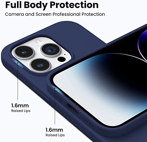 Image of DIZORO Microfiber Candy Case Compatible for iPhone 14 PRO MAX, Shockproof Slim Back Cover Liquid Silicone Case (Navy Blue)