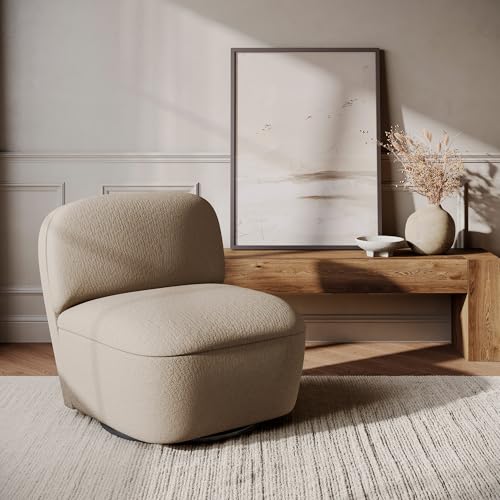 BELLEZE Modern Upholstered Swivel Accent Chair with Hidden Storage, 360° Rotating Chair, Easy Assembly Compact Chair for Living Room, Bedroom, Office