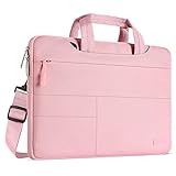 MOSISO Laptop Shoulder Bag Compatible 13-13.3 Inch MacBook Pro, MacBook Air, Polyester Multifunctional Briefcase Sleeve Case Cover Handbag with Storage Organizer Accessory Pockets, Pink