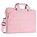 MOSISO Laptop Shoulder Bag Compatible 13-13.3 Inch MacBook Pro, MacBook Air, Polyester Multifunctional Briefcase Sleeve Case Cover Handbag with Storage Organizer Accessory Pockets, Pink