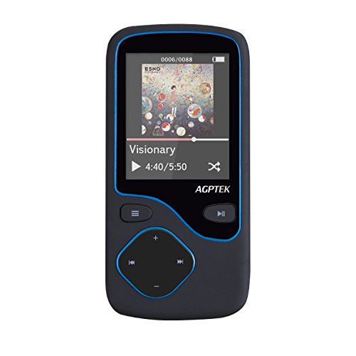 AGPTek C05 8GB Portable Bluetooth MP3 Player with FM Radio, 12 Hours Lossless Playing Support up to 64 GB (Black)