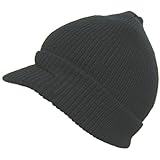 [ロスコ] USA製 ウール100% つば付きニット帽 ジープキャップ メンズ レディース - ブラック