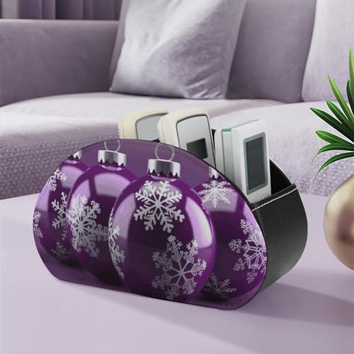 Support de télécommande en cuir violet avec 5 compartiments de rangement de bureau