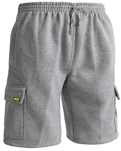 MIG - Mud Ice Gravel Mens Cargo Jogging Tracksuit Shorts Sports Work Casual Leisure (Grey, 2XL - 46" to 48" Waist)