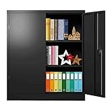 Superday Steel SnapIt Counter Cabinet 3 Shelf Metal Storage Cabinet with 2 Adjustable Shelves Black
