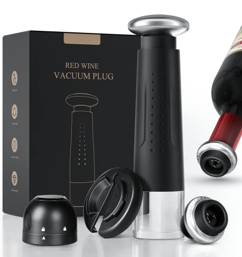 Wine Stopper,Premium Wine Bottle Stopper Wine Pump Preserver Saver Kit Best Gifts for Wine Lovers,Longer Fresh Includes Vacuum Pump & 2 Reusable Air Bottle Stoppers1