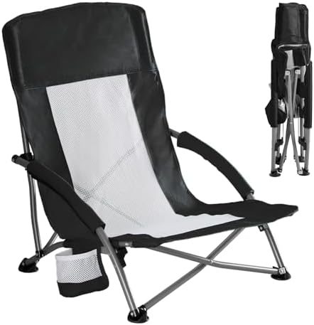 DUMOS Low Beach Chair for Adults, Lightweight Folding Beach Chair...