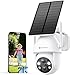 YESYAMO 2K Cámara Vigilancia WiFi Exterior Solar con Batería, Panel Solar, 2.4GHz Wi-Fi Cámara Exterior Solar IP66, 360° PTZ, Visión Nocturna Color, Audio Bidireccional, PIR Sirena, Blanca