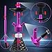 Portable Hookah Set with Everything Included - Thick Glass Mini Hookah Kit with 10 Coals,8 Mouth Tips & Large Silicone Bowl - Premium CNC Handle Shisha Pipe for Car, Travel & Home (PURPLE)