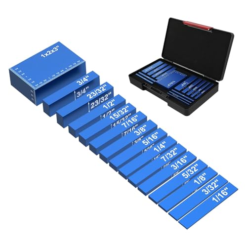 15個のセットアップブロック高さゲージセット精密アルミ合金測定セットアップバーブロックテーブルソー木工ツール用 广泛用途(Blue)