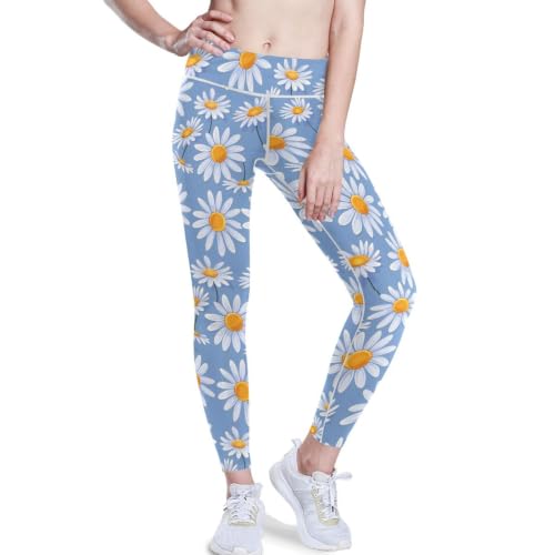 Leggings de yoga para mujer con margaritas mallas deportivas para tu rutina en el gimnasio