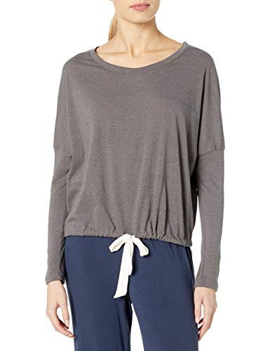 Eberjey Women's Heather Cotton Blend Slouchy Top, Light Charcoal, Small