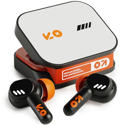 GOBOULT Tenet TWS Earbuds with 75H Playtime, App Support, Quad Mic ENC, 50ms Ultra Low Latency, Dual Device Pairing Buds, 13mm Driver Ear Buds, Bluetooth 5.4 Wireless Earbuds (Turbo Orange)