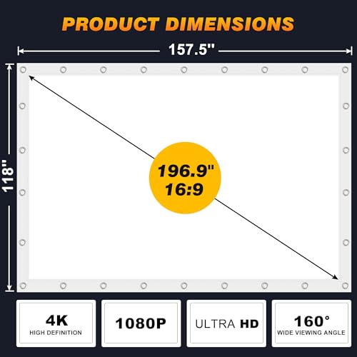 Aerixtron 3D Air Mesh Projector Screen 16.4ft, 4K 16:9 Portable Projector Movies Screen, Professional Golf Simulator Impact Screens for Home Theater Outdoor Indoor, Camping, Backyard, Golf Training - image 5