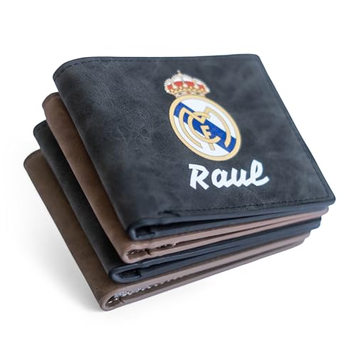 Genérico Cartera Personalizada con Escudo de fútbol y Nombre | Cuero sintético Premium