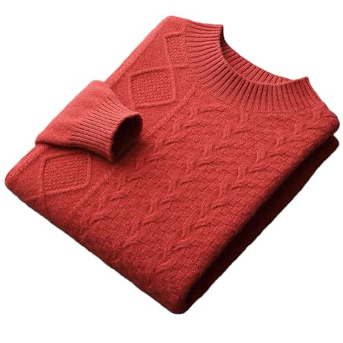 Men's Pullover Sweater Mock Neck Casual Solid Thickening Diamond Pattern Pullover Tops