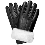Eadali Genuine Sheepskin Leather Winter Gloves for Men– Handcrafted with Rabbit Fur Lining – Men's Luxury Winter Dress Gloves for Refined Warmth & Timeless Style