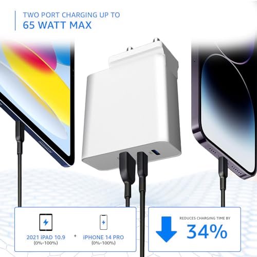 Image of TECHNOVIEW 65W Triple Port GaN Charger | PD 3.0, QC3.0, QC4.0 /PPS Fast Charging Ports | Compact Adapter | Compatible with All Flagship Apple /Android Phones and laptops (White)