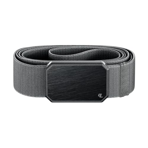 Groove Life Groove Belt Black/Stone - Men's Stretch Nylon Belt with Magnetic Aluminum Buckle, Lifetime Coverage - Medium (33-36