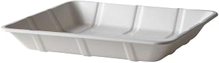 ECO PRODUCTS Disposable #8D Meat & Produce Food Trays, Case of 300, 10.5"x8.5" Vanguard Container, Compostable Renewable White Molded Fiber, No PFAS, Hot or Cold Foods, ASTM Compliant, BPI-Certified