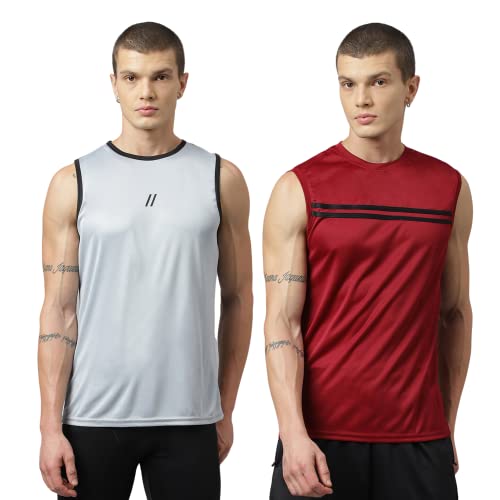Image of ATICX Men's Polyester Sports Sleeveless T Shirt - Gym Vest, Workout Sando, Training Tank Top, Cut Sleeves Quick Dry Tee for Running, Swimming, Badminton, Fitness & Sports