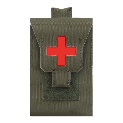 Micro Trauma Mini IFAK Pouch - Molle Small Med Kit Tactical First Aid Portable Medical Storage Bag (Green)