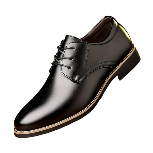 Men's Casual Business Shoes, Anti-Skid Lace-up Shoes with PU Leather Uppers for Business Office