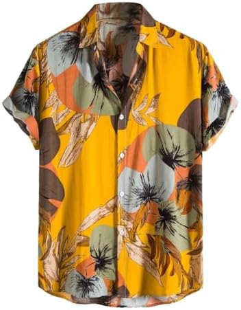 Leriya Fashion Men's Rayon Regular Fit Casual Shirt | Stylish | Printed| Formal|Solid Short Sleeve | Trendy | Summer-Button Down (Available in Plus Size)