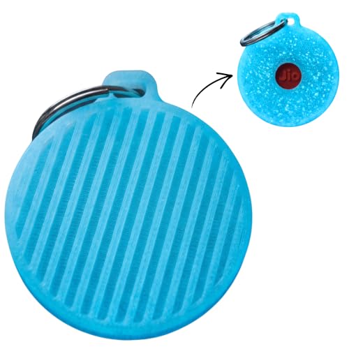 Image of Premium Case for JioTag Tracker | Secure Twist Lock Keychain Holder & Key Finder Cover | Protective Tag for Keys, Luggage, Backpacks & Pets, Glow (Blue), Jiotag 1 (Air & Go) (2024), 2