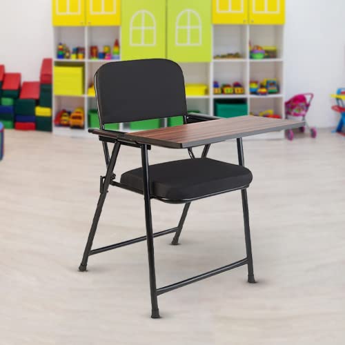 CELLBELL® Folding Study Chair with Cushion & Writing Pad[Black]
