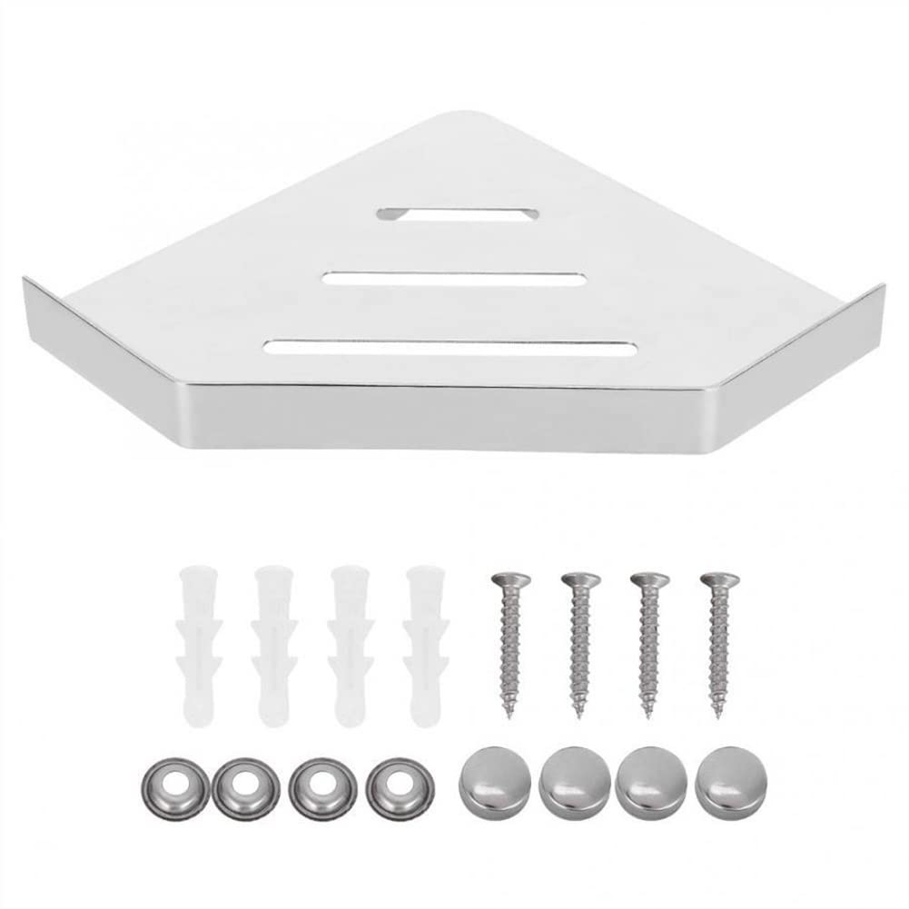 Estante de ducha esquinero de acero inoxidable montado en la pared con jabonera, soporte para champú y escurridor, estante de almacenamiento triangular a prueba de óxido para botellas de condimentos