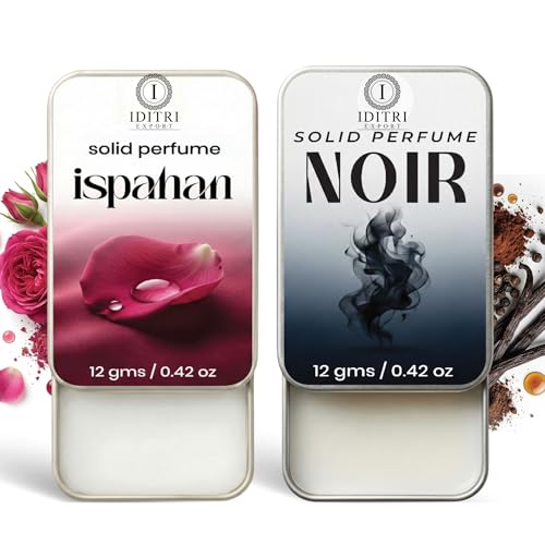 Image of Solid Perfume |Ispahan&Noir Alcohol Free Wax Perfume Balm, Long Lasting | Pocket Tin 12g, Pack Of 2| Non Greasy Smooth Glide, Travel Friendly Men And Women