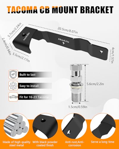 Image of Passenger Side Tacoma Tailgate CB Antenna Mount with SO-239 Adapter, Rear Bed Antenna Bracket Compatible with Toyota Tacoma 2016-2023