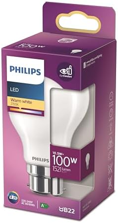 Ampoule LED Philips E27 100W Blanc Chaud - Équivalent Incandescente, Verre, Non Dimmable