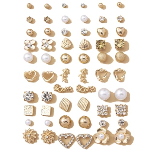Image of Shining Diva Fashion 30 Pairs Earrings Combo Set Stylish Crystal Pearl Earrings for Women and Girls